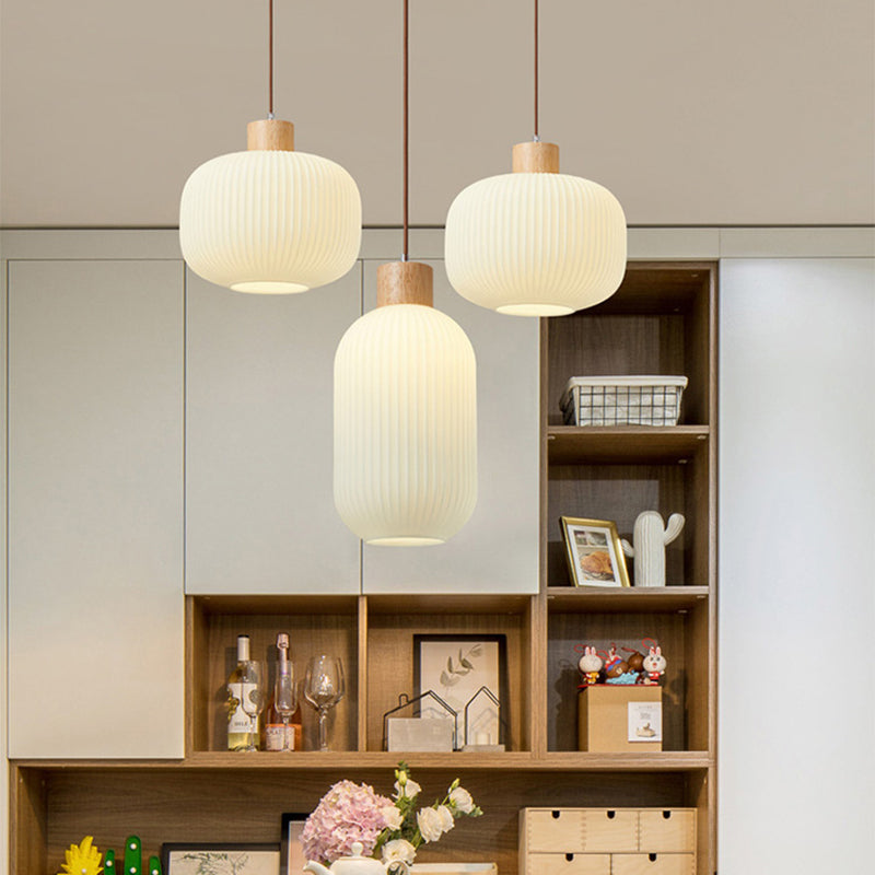 Wood & Glass Pendant Light | 7.9 in or 11.8 in | Modern Wood Glass Cylinder | Brick by Brick
