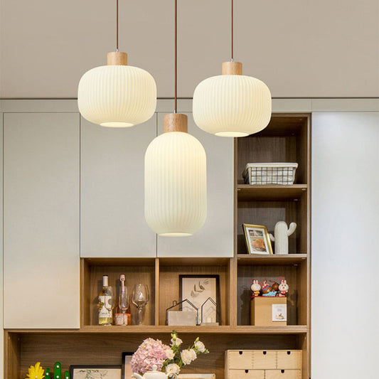 Wood & Glass Pendant Light | 7.9 in or 11.8 in | Modern Wood Glass Cylinder | Brick by Brick