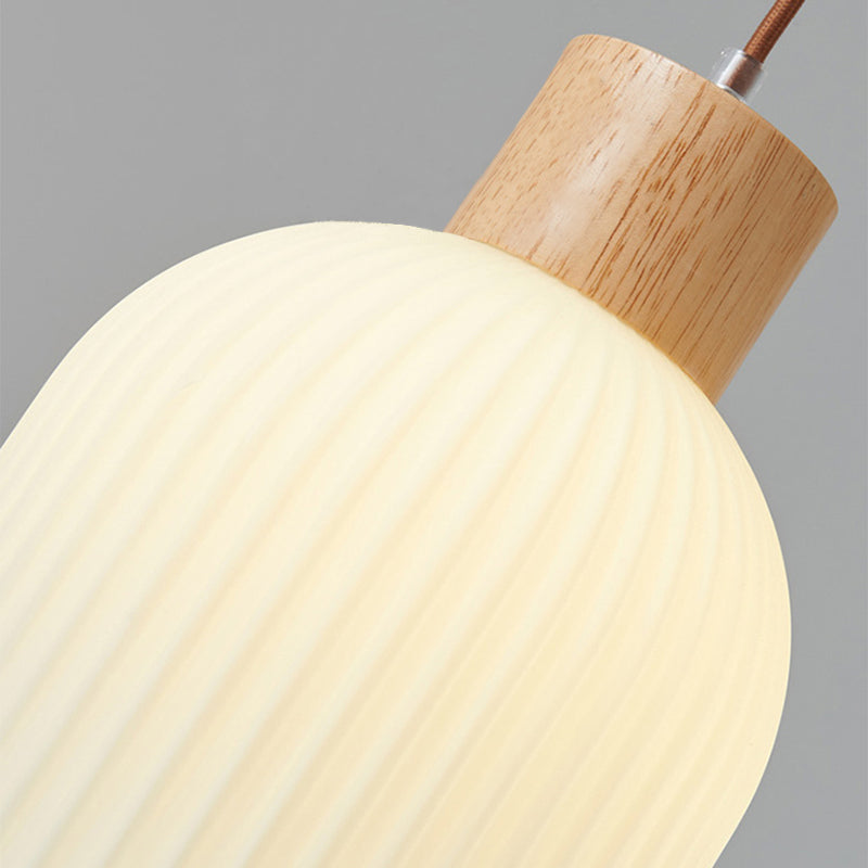 Wood & Glass Pendant Light | 7.9 in or 11.8 in | Modern Wood Glass Cylinder | Brick by Brick