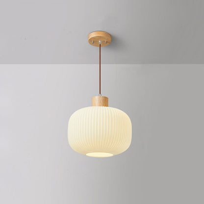 Wood & Glass Pendant Light | 7.9 in or 11.8 in | Modern Wood Glass Cylinder | Brick by Brick
