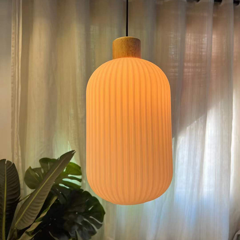 Wood & Glass Pendant Light | 7.9 in or 11.8 in | Modern Wood Glass Cylinder | Brick by Brick