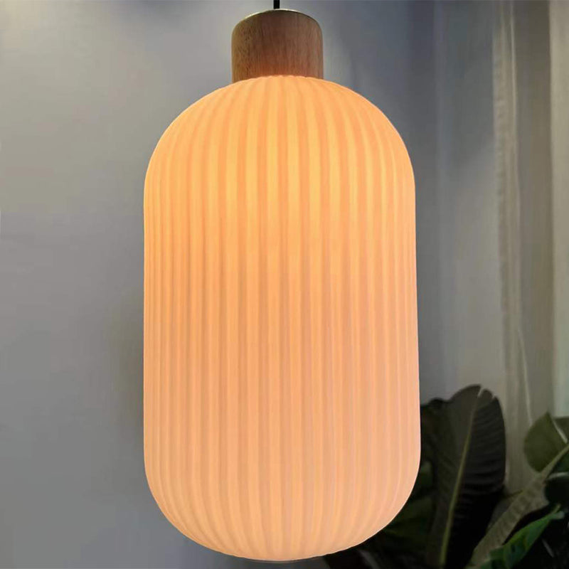 Wood & Glass Pendant Light | 7.9 in or 11.8 in | Modern Wood Glass Cylinder | Brick by Brick