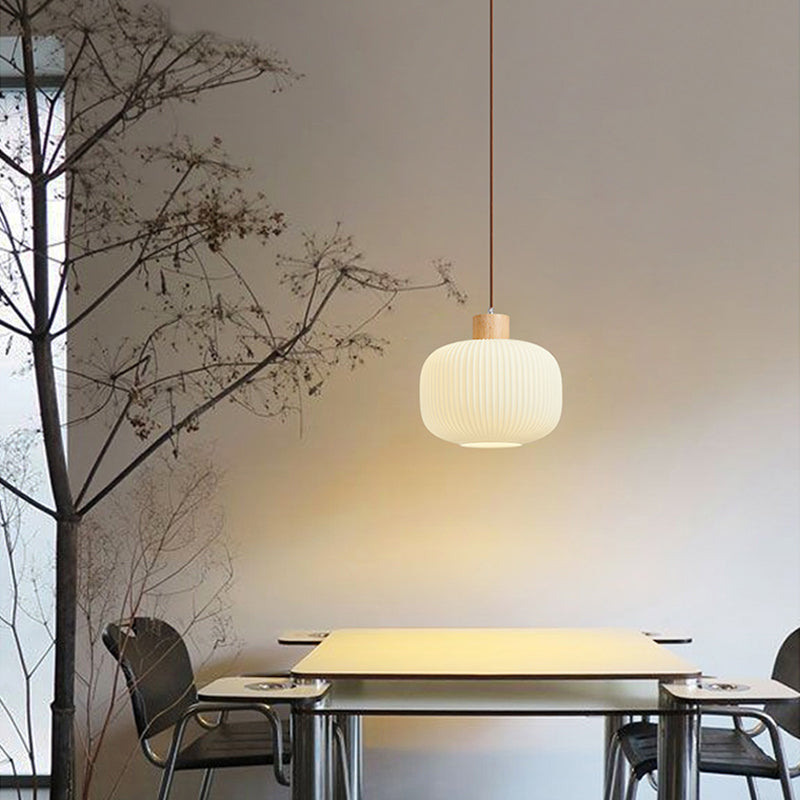 Wood & Glass Pendant Light | 7.9 in or 11.8 in | Modern Wood Glass Cylinder | Brick by Brick