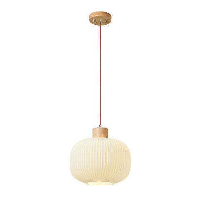Wood & Glass Pendant Light | 7.9 in or 11.8 in | Modern Wood Glass Cylinder | Brick by Brick