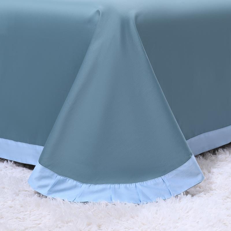 Egyptian Cotton Bedding Set | 78.7 - 90.6 in | Blue Floral Peacock Pattern | Soft Breathable 4-Piece Duvet Cover Set | Brick by Brick