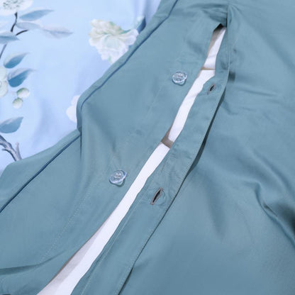 Egyptian Cotton Bedding Set | 78.7 - 90.6 in | Blue Floral Peacock Pattern | Soft Breathable 4-Piece Duvet Cover Set | Brick by Brick