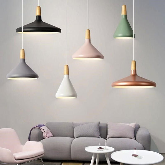 Nordic Macaron Pendant Light | Wooden Accent | Minimalist Charm | D7.09"-15.35" | Brick by Brick
