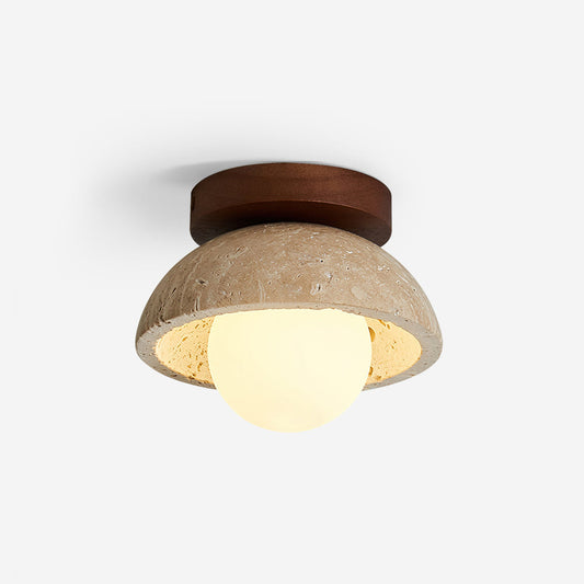 Minimalist Ceiling Light | Unisex | 5.9 x 3.7 in | Yellow Travertine | Flush Mount | Soft Ambient Glow | Brick by Brick