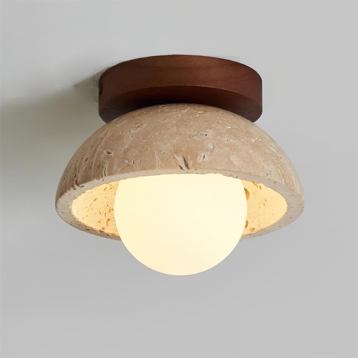 Minimalist Ceiling Light | Unisex | 5.9 x 3.7 in | Yellow Travertine | Flush Mount | Soft Ambient Glow | Brick by Brick