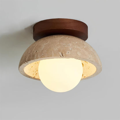 Minimalist Ceiling Light | Unisex | 5.9 x 3.7 in | Yellow Travertine | Flush Mount | Soft Ambient Glow | Brick by Brick