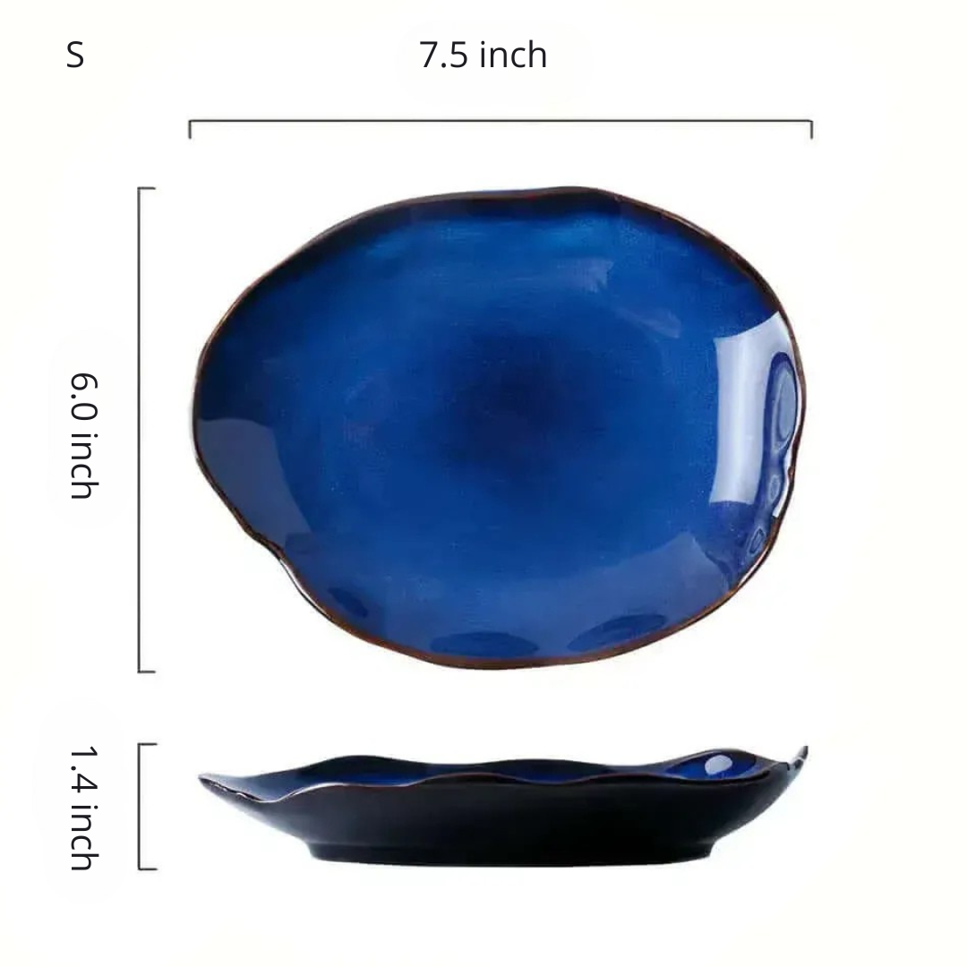 Arigato Ceramic Dinner Plates | Vibrant Blue Sea-Inspired | 4 sizes | Brick by Brick