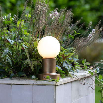Porta Table Lamp | Cordless Bedside Lamps | Aged Brass & Opal Glass | Touch Dimming | Brick by Brick London 0