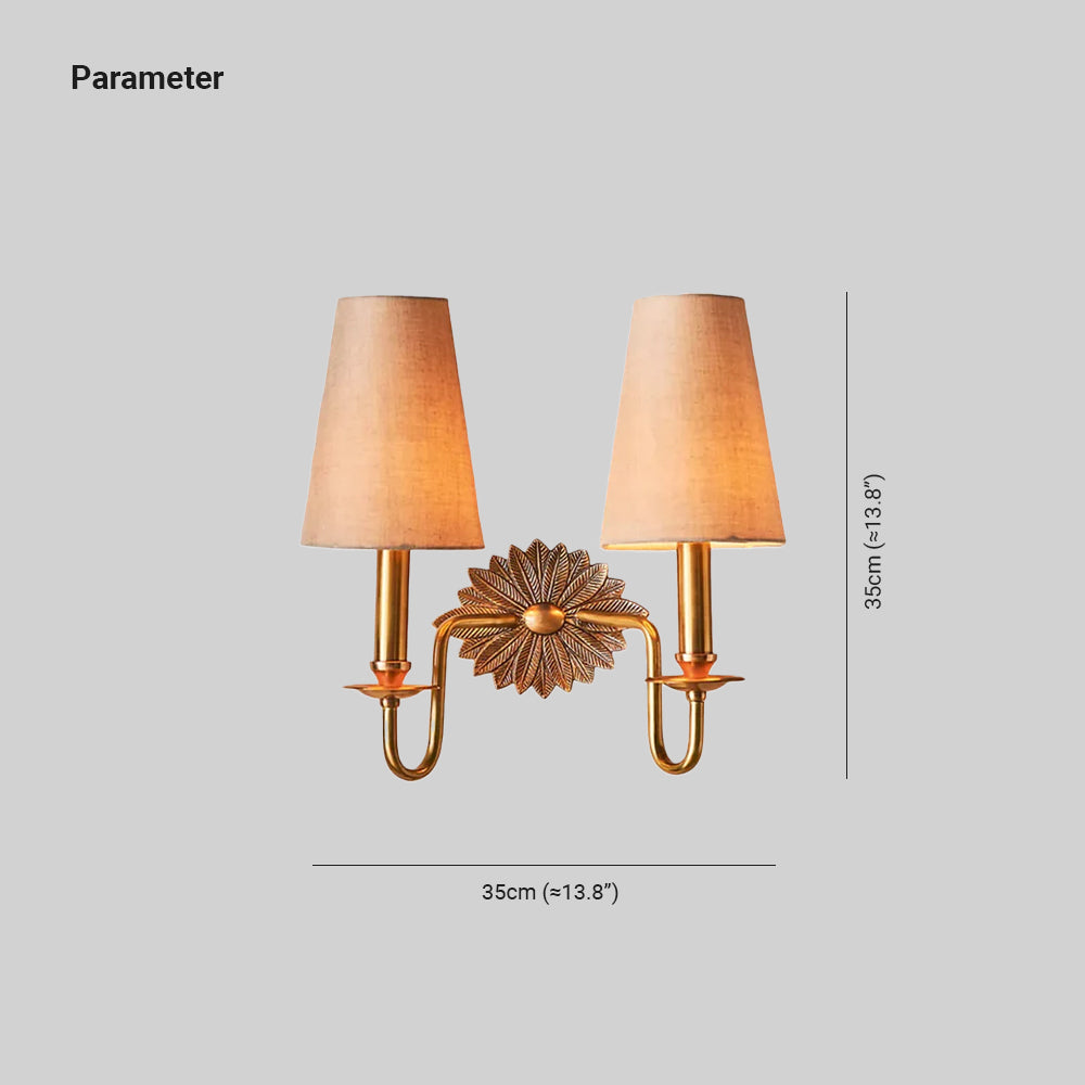 Alessio Vintage Brass Wall Light | 13.8 in | Fabric Shade | E14 LED Compatible | Brick by Brick