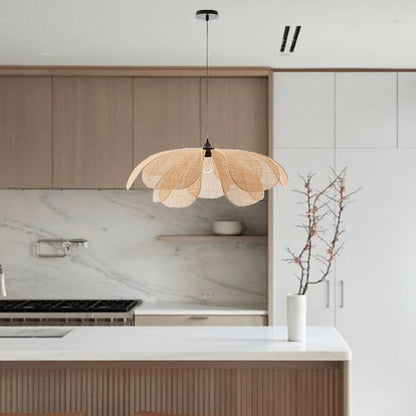 Rattan Petal Pendant Light | H11.02 in | Rustic Boho Ceiling Lamp | Natural Handmade Lighting | Brick by Brick