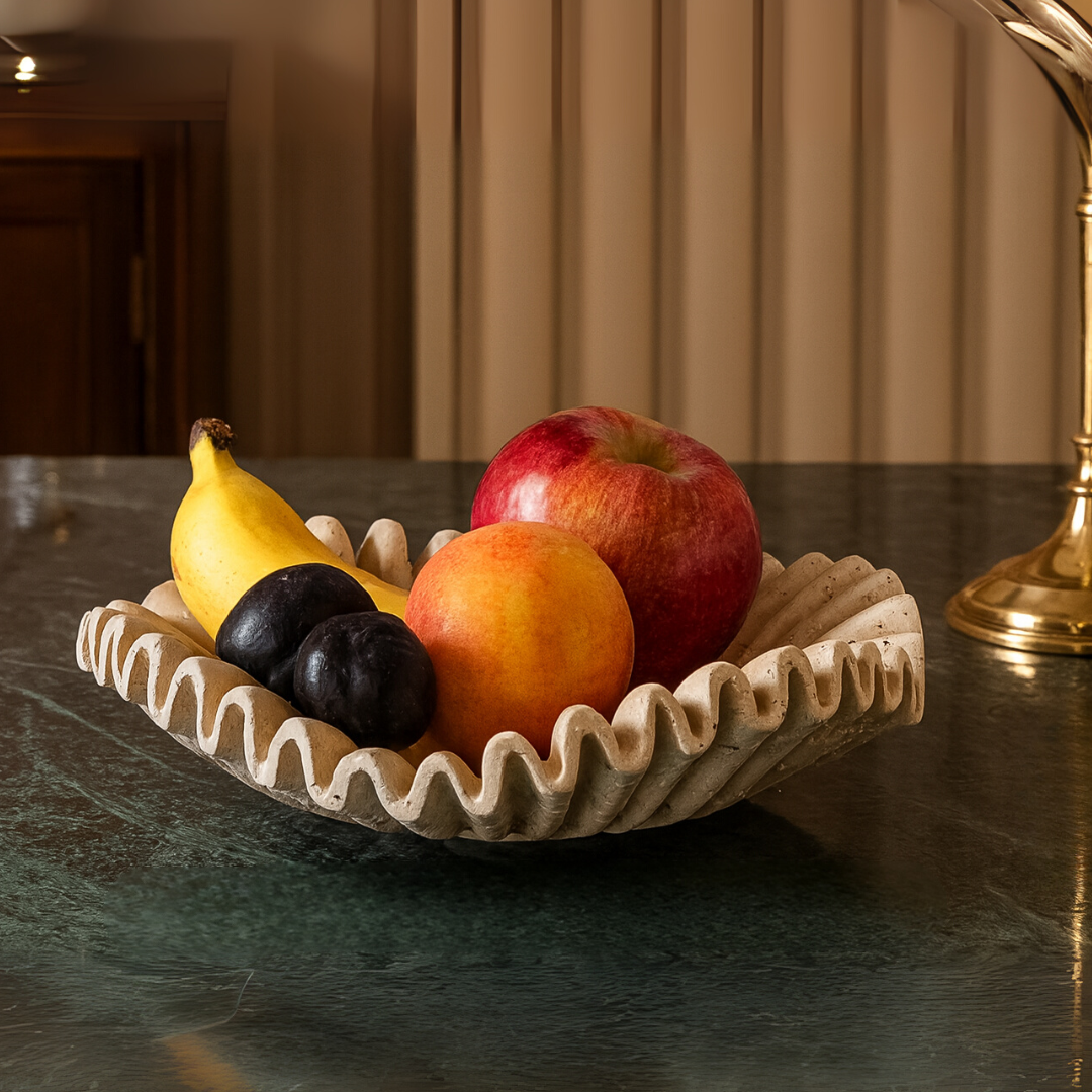 Rippled Travertine Tray | 11.8 × 3.5 in or 7.9 × 2.4 in | Natural Stone | Decorative & Serving | Brick by Brick