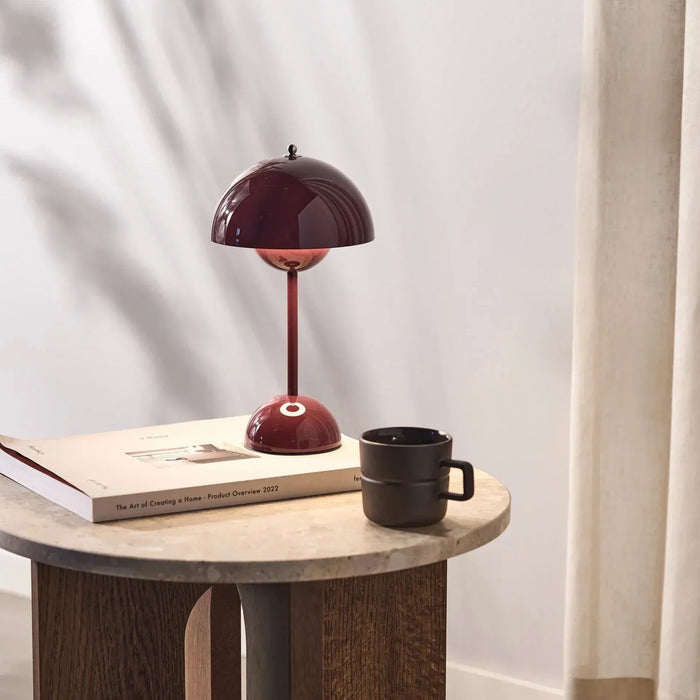Vintage Cordless Table Lamp | Rechargeable with Pleated Fabric Shade | Touch Dimmable