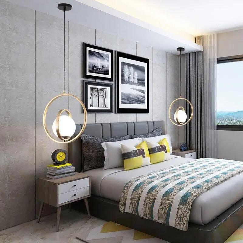 Rotating Pendant Lamp | H 12.5 or 17.7 in | Gold Finish | Two or Three Ring Rotating LED Pendant | Brick by Brick
