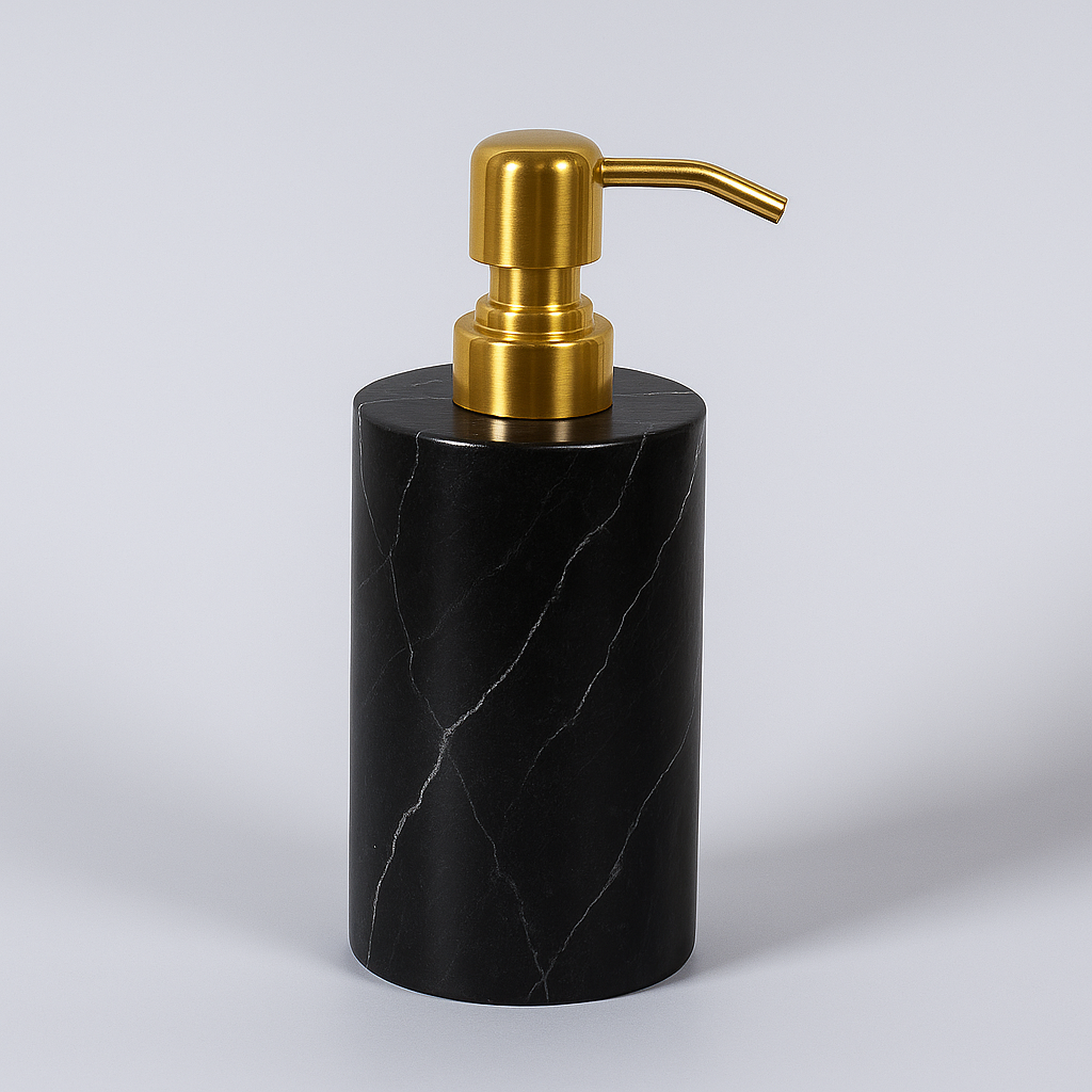 Luxury Marble Soap Dispenser | 2.8 in × 2.8 in × 7.1 in | Solid Natural Stone | Metal Pump | Brick by Brick