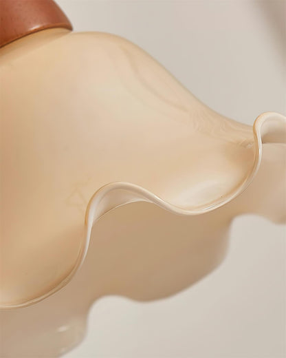 Retro Glass Pendant Light | 8.6 x 7.1 in | Wavy Glass Shade | Walnut Finish | E26/E27 Bulb | Adjustable Cord | Brick by Brick