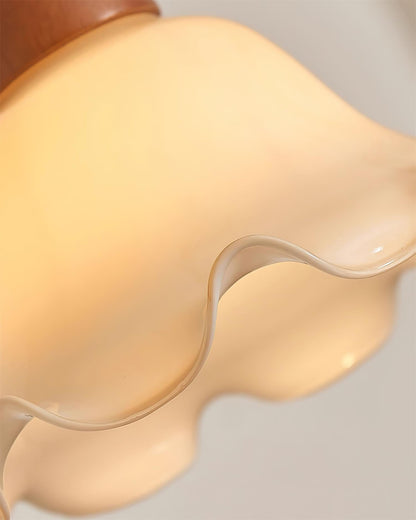 Retro Glass Pendant Light | 8.6 x 7.1 in | Wavy Glass Shade | Walnut Finish | E26/E27 Bulb | Adjustable Cord | Brick by Brick