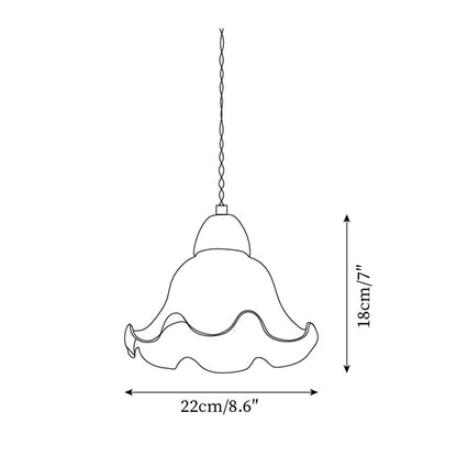 Retro Glass Pendant Light | 8.6 x 7.1 in | Wavy Glass Shade | Walnut Finish | E26/E27 Bulb | Adjustable Cord | Brick by Brick