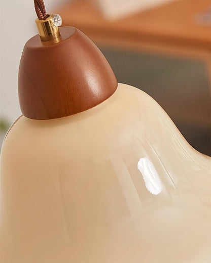 Retro Glass Pendant Light | 8.6 x 7.1 in | Wavy Glass Shade | Walnut Finish | E26/E27 Bulb | Adjustable Cord | Brick by Brick