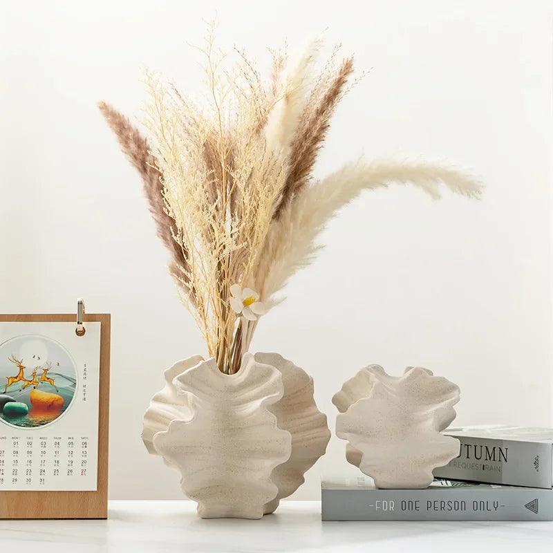 Geometric Wave Ceramic Vase | 5.9 - 7.9 in | Minimalist Ripple Home Décor | Elegant Centerpiece | Brick by Brick