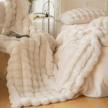 Faux Fur Throw Blanket | Double-Sided Soft Plush Polyester | Warm Decorative Sofa & Bed Blanket | Brick By Brick