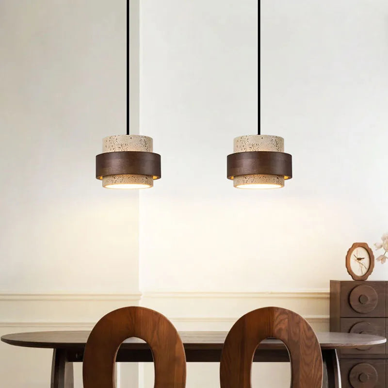 Natural Stone LED Pendant Lamp | L26.6 - L39.4 in | 59.1 in Adjustable Ceiling Light | Brick by Brick