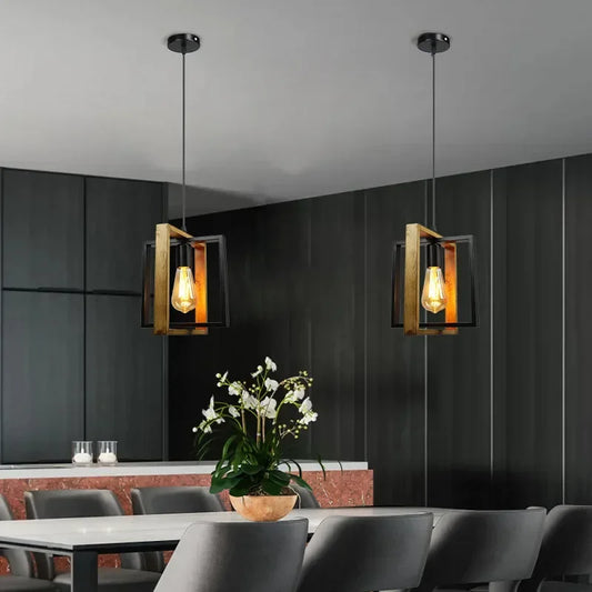 Retro Iron & Wood Chandelier | 96.5 x 96.5in | Pendant Ceiling Lamp | E27 Hanging Light for Bedroom & Bar | Brick by Brick
