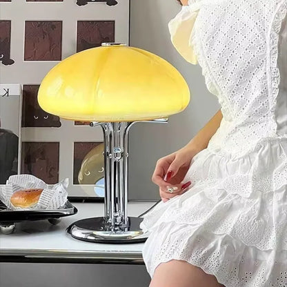 Bauhaus Mushroom Table Lamp | D11.4 in × H13.8 in| Mid Century Modern Retro Design | Creative Light in Orange | Brick by Brick