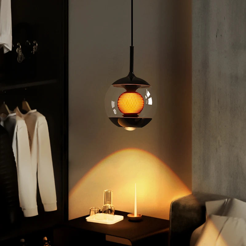 LED Glass Pendant Light |  6.3 x 11.2 in | White Shade | Dimmable with Remote | Adjustable Lighting | Brick by Brick