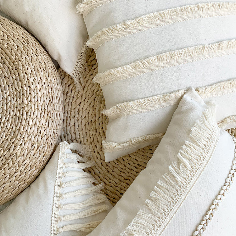 Japandi Cotton Linen Pillow Cover | Beige Woven Design | Modern Cushion Case | Minimalist Home Décor | Brick by Brick