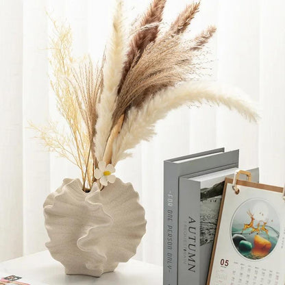 Geometric Wave Ceramic Vase | 5.9 - 7.9 in | Minimalist Ripple Home Décor | Elegant Centerpiece | Brick by Brick