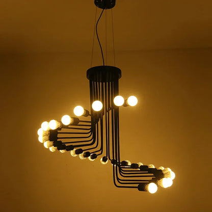 Nordic Spiral LED Chandelier | 16-26 heads | Black | Multi-Head Ceiling Pendant Light | Brick by Brick