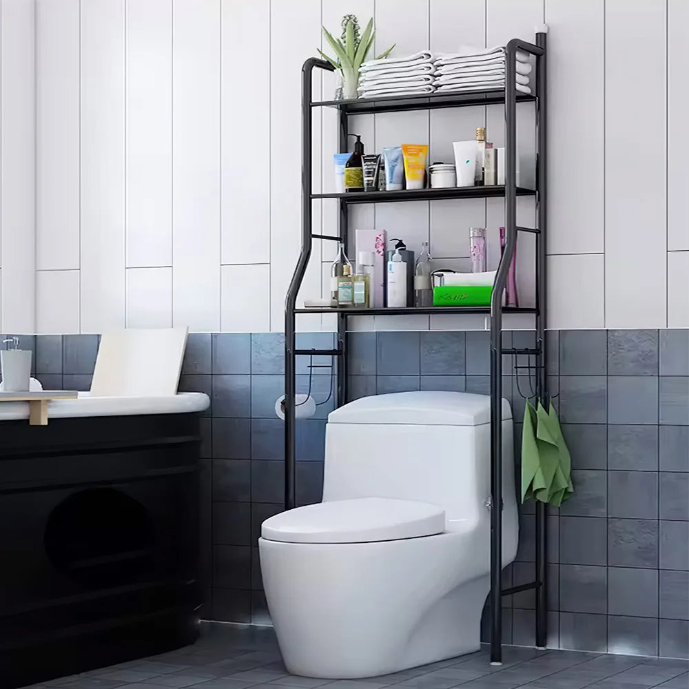 Black Metal Toilet Rack | 3-Tier Over Toilet Storage Organizer | Bathroom Shelf | Brick by Brick