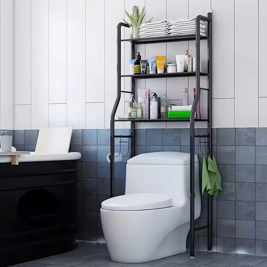 Black Metal Toilet Rack | 3-Tier Over Toilet Storage Organizer | Bathroom Shelf | Brick by Brick