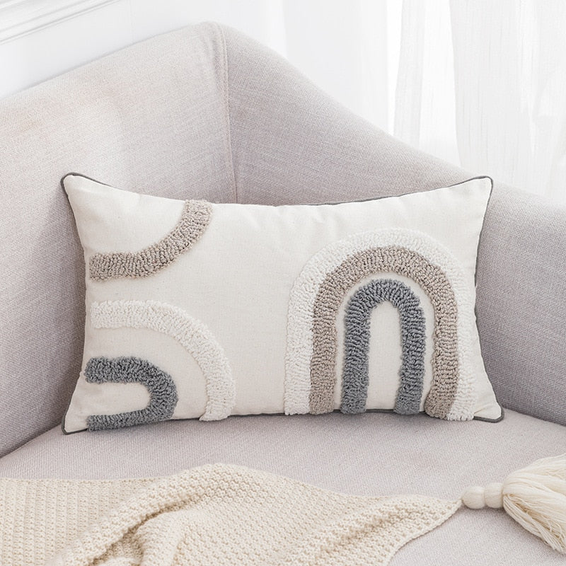 Graphic Japandi Pillowcase | Cotton Linen | Beige Gray Cushion Cover | Modern Scandinavian Japanese Style | Brick by Brick