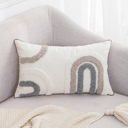 Graphic Japandi Pillowcase | Cotton Linen | Beige Gray Cushion Cover | Modern Scandinavian Japanese Style | Brick by Brick
