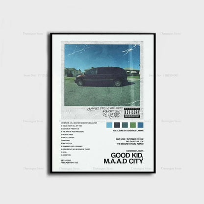 Kendrick Lamar Album Canvas Wall Art | 7.9 - 19.7 in | Good Kid Maad City Poster | Hip Hop Music Decor | Unframed | Brick by Brick