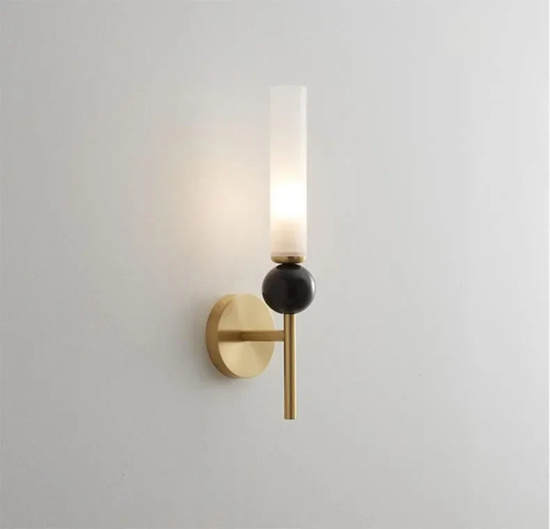 Marble Sconce Wall Light | L 3.9 x H 15.2 in | Copper + Marble Finish | Modern Accent Lighting | Brick by Brick