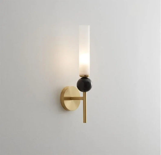 Marble Sconce Wall Light | L 3.9 x H 15.2 in | Copper + Marble Finish | Modern Accent Lighting | Brick by Brick