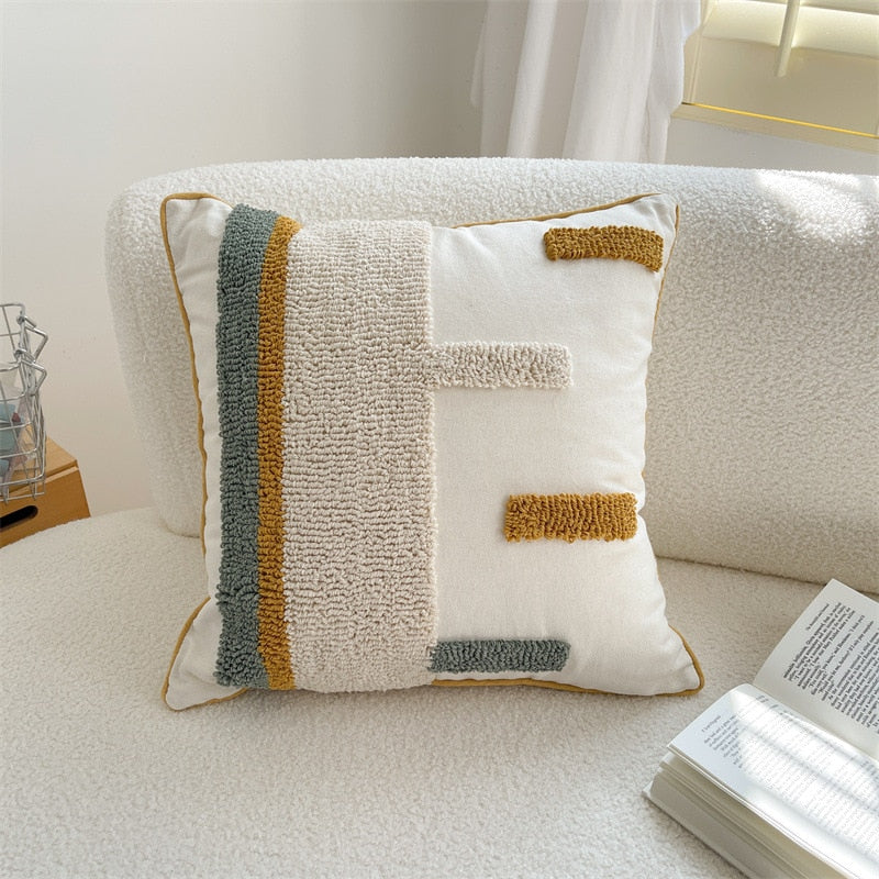 Square Stripe Japandi Pillowcase | Cotton & Linen | Elegant Home Decor | Brick by Brick