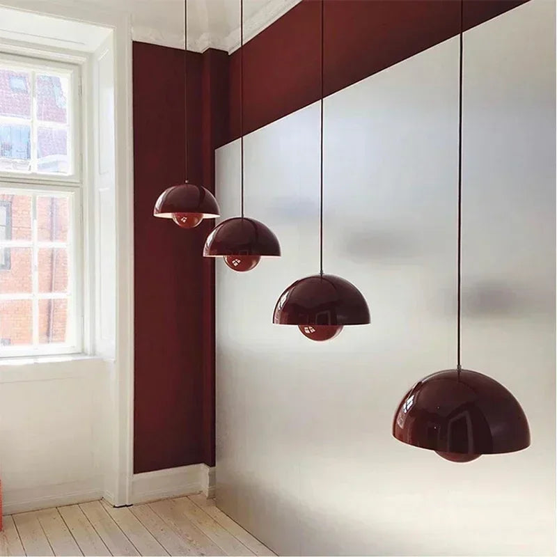 Nordic Flower Bud Pendant Lamp | 9.1 x 6.3 in or 15.7 x 10.2 in | Indoor LED Lighting | Iron Shade | Brick by Brick