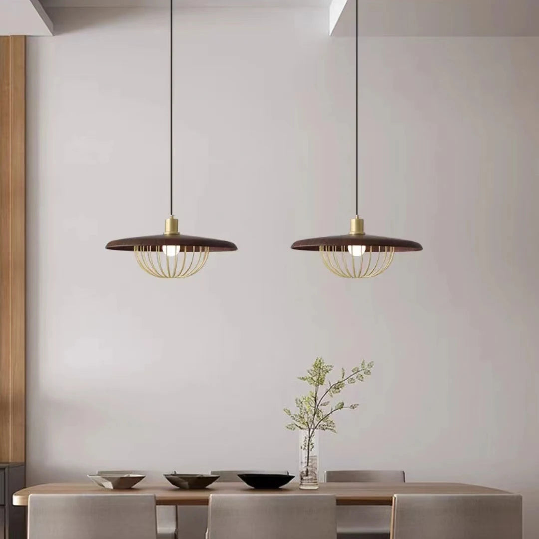Iron Pendant Light | 13.8 x 7.1 in | Imitation Wood Chandelier | E27 Ceiling Lamp | Brick by Brick