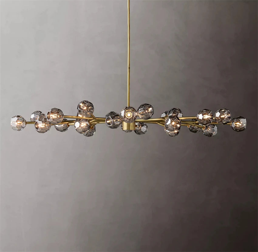 Black Smoke Crystal Ball Oval Chandelier | H7.9 - H11.8 in | LED Copper | K9 Glass Pendant | Brick by Brick