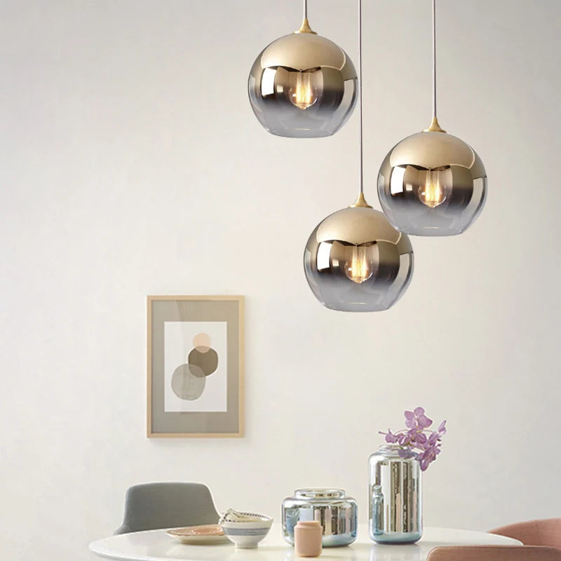 Modern Glass Ball Pendant Light | D5.9 - 15.7 in | Hanging Ceiling Lamp | Dining Room Bedroom Kitchen Fixture | Brick by Brick
