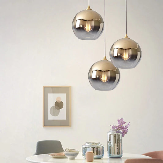 Modern Glass Ball Pendant Light | D5.9 - 15.7 in | Hanging Ceiling Lamp | Dining Room Bedroom Kitchen Fixture | Brick by Brick