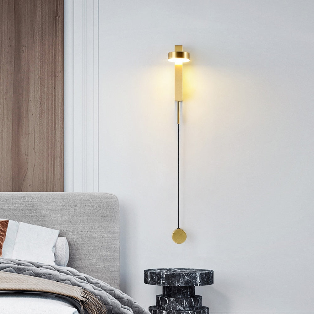 Gold Wall Sconce | 6.1 x 3.94 x 10.6 in | Modern LED Lamp with Dimmer | Adjustable Arm | Brick by Brick