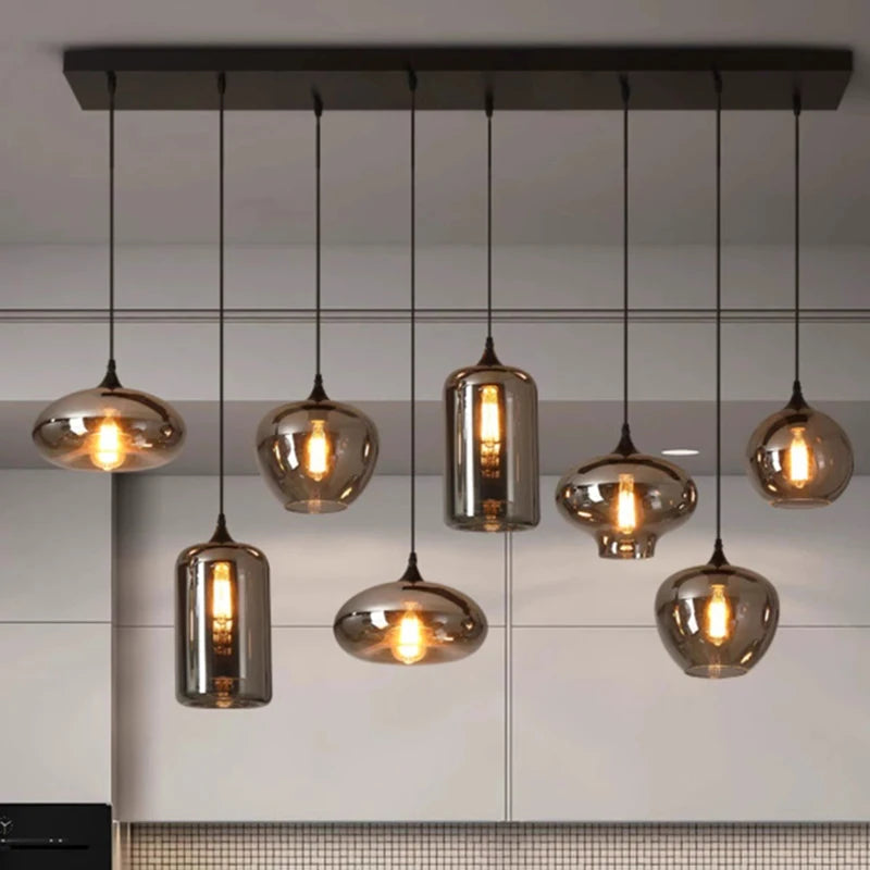 Contemporary LED Pendant Light |3-12 Heads | Glass & Iron | Remote & App Dimmable Chandelier | Brick by Brick
